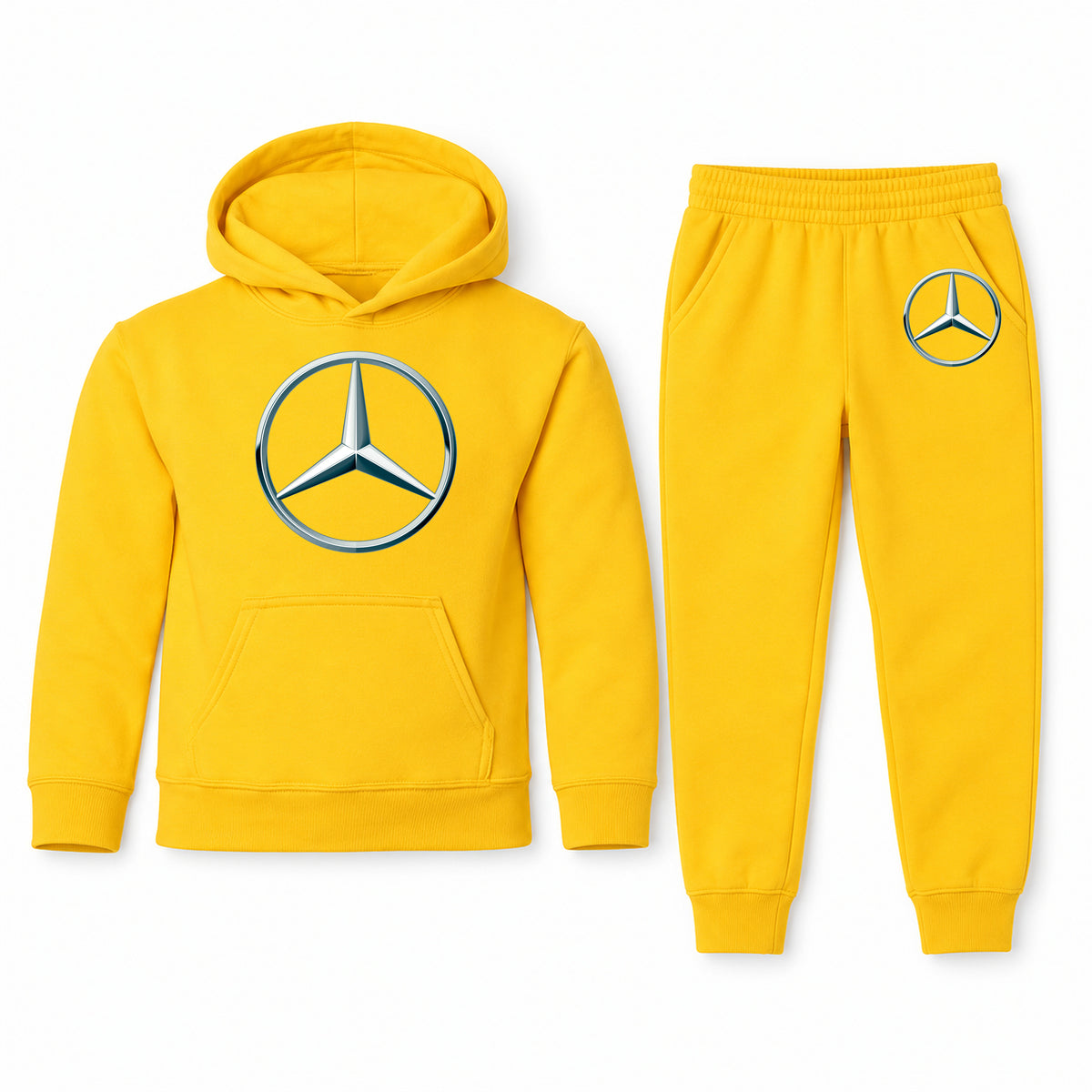 Mercedes-Benz New youth hoodie jogger set, Yellow, Youth Large ages 10–12