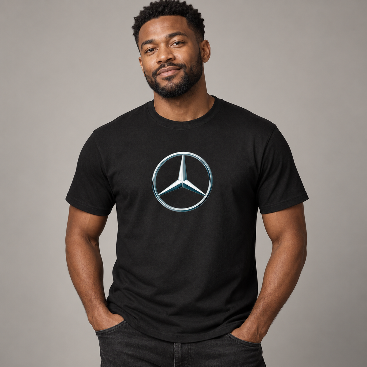 Men's Mercedes-Benz New Car Cotton T-Shirt | Color: Black | Image 1