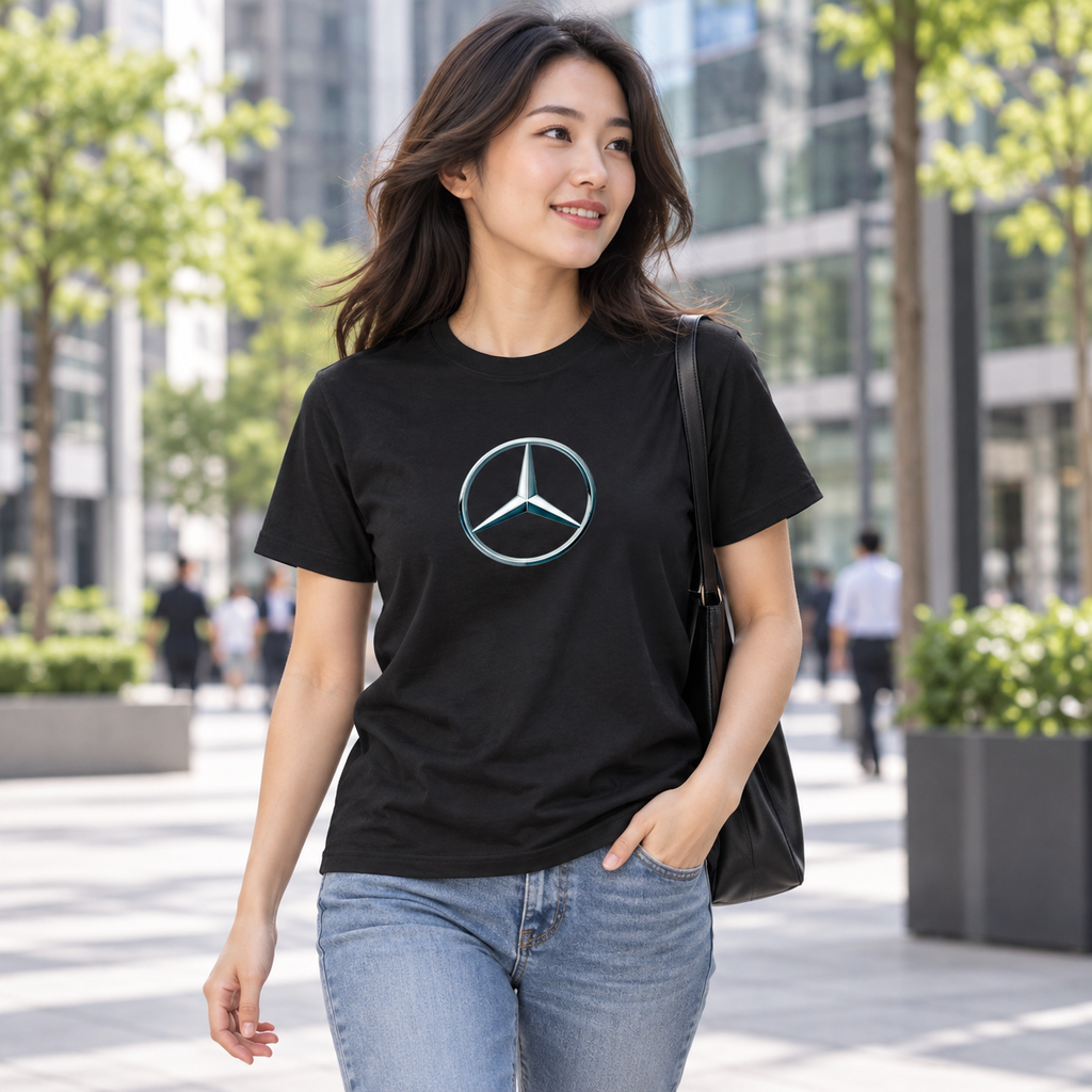 Men's Mercedes-Benz New Car Cotton T-Shirt | Color: Black | Image 2