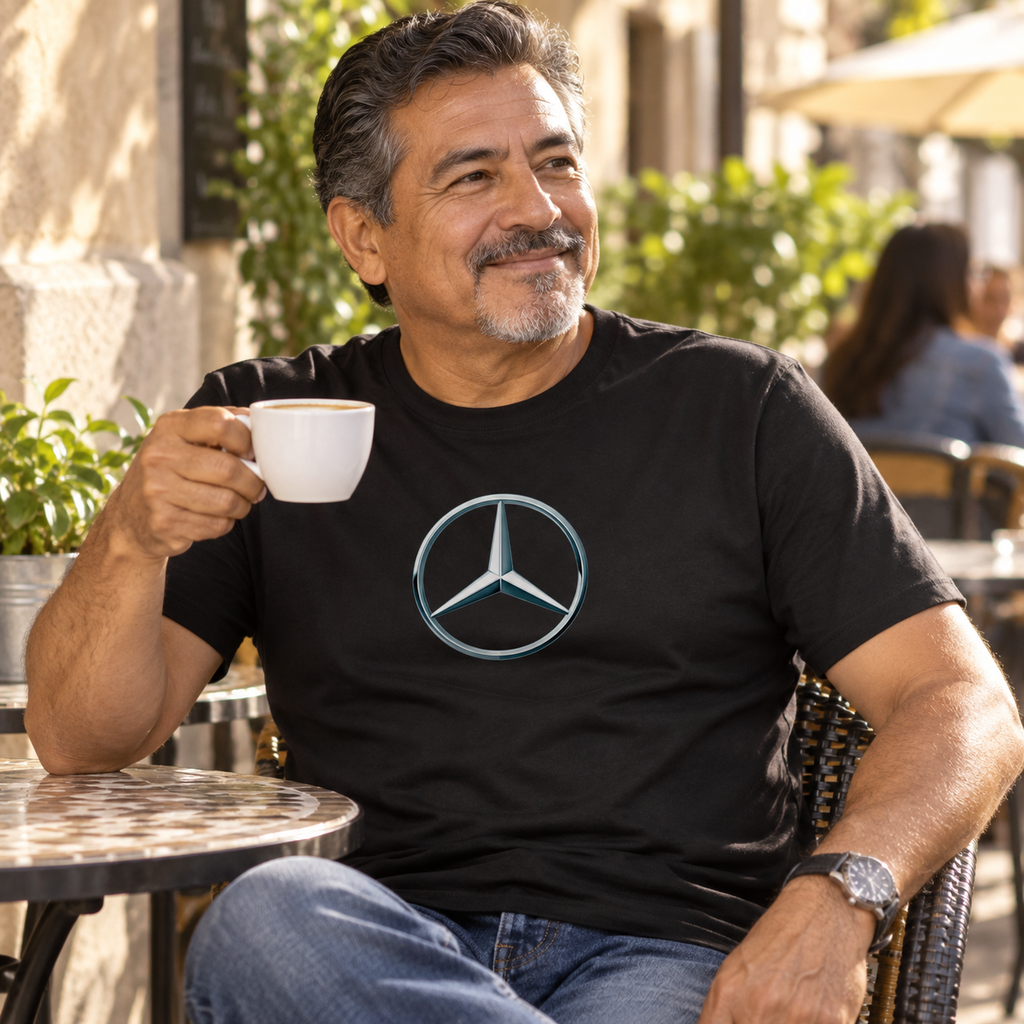 Men's Mercedes-Benz New Car Cotton T-Shirt | Color: Black | Image 3