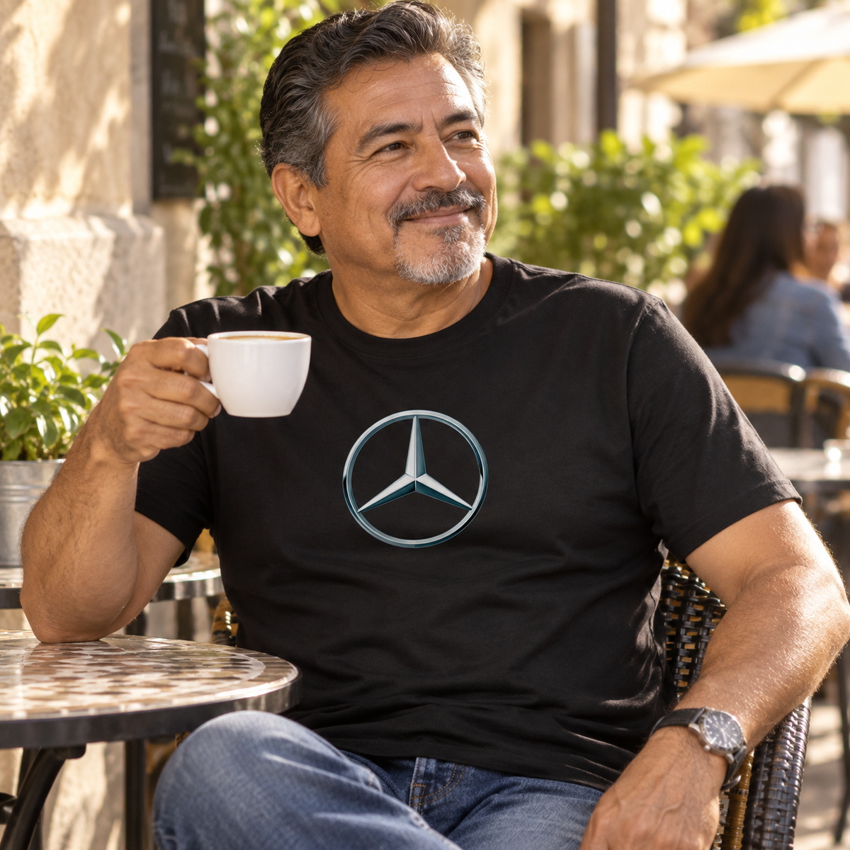 Men's Mercedes-Benz New Car Cotton T-Shirt | Color: Black | Image 3