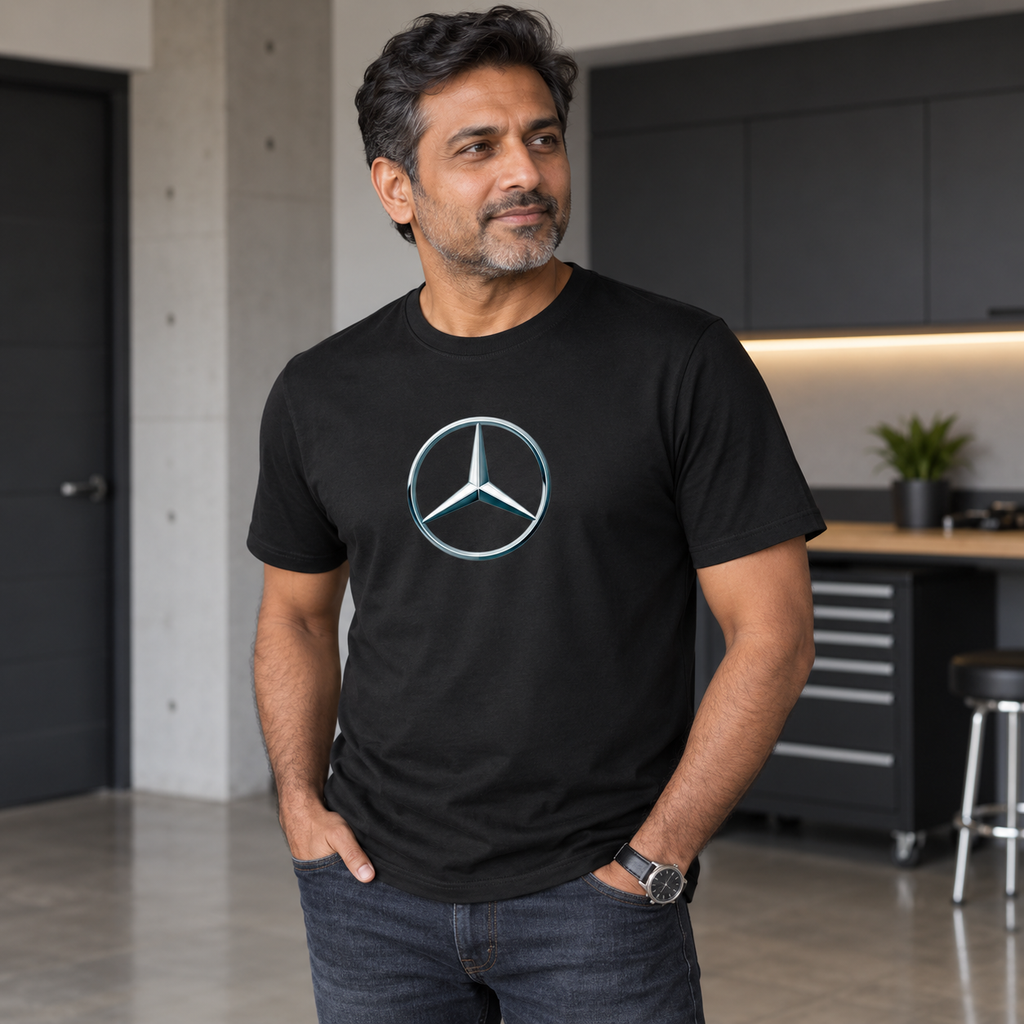 Men's Mercedes-Benz New Car Cotton T-Shirt | Color: Black | Image 4