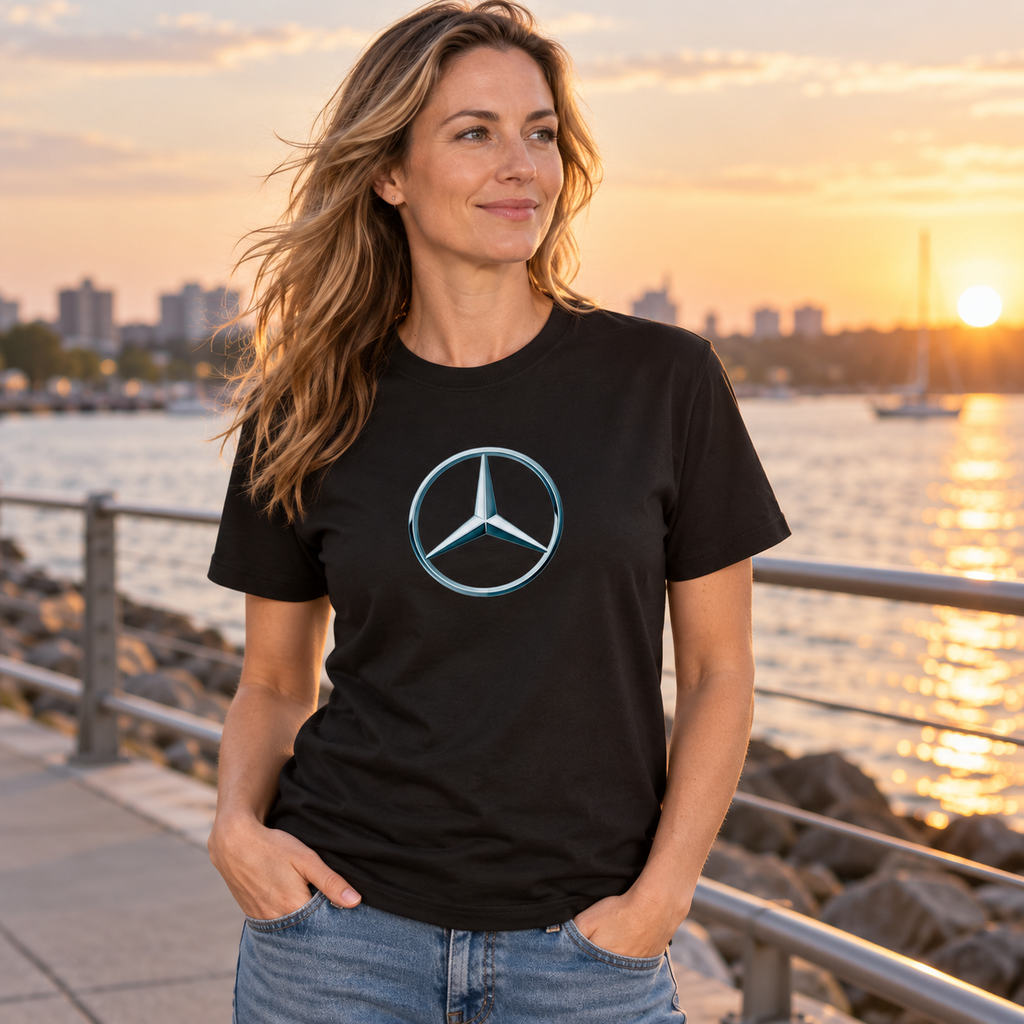 Men's Mercedes-Benz New Car Cotton T-Shirt | Color: Black | Image 5