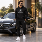 Men’s Mercedes-Benz Luxury Car Hoodie Joggers Set | Color: Black | Image 2