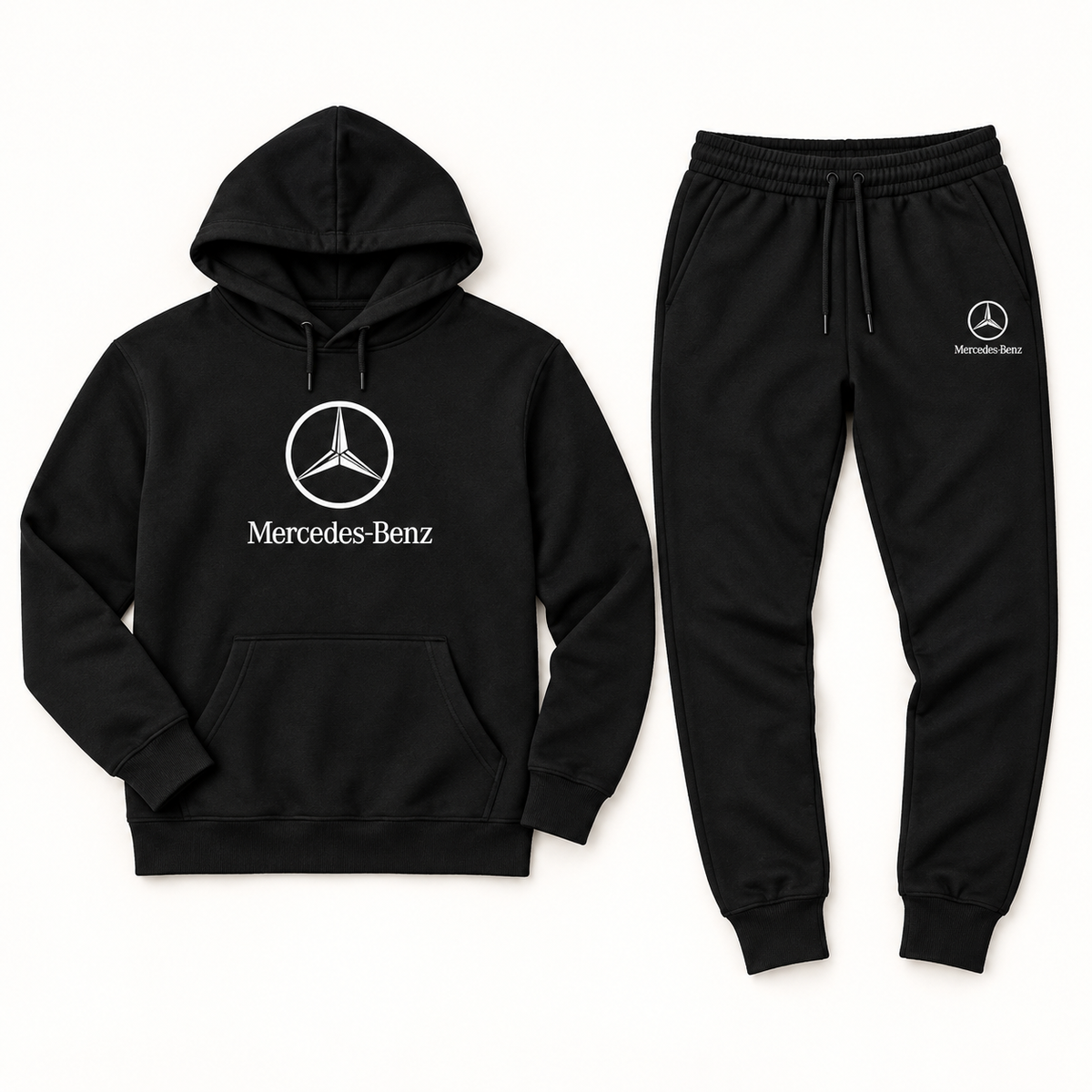 Men’s Mercedes-Benz Luxury Car Hoodie Joggers Set | Color: Black | Image 4