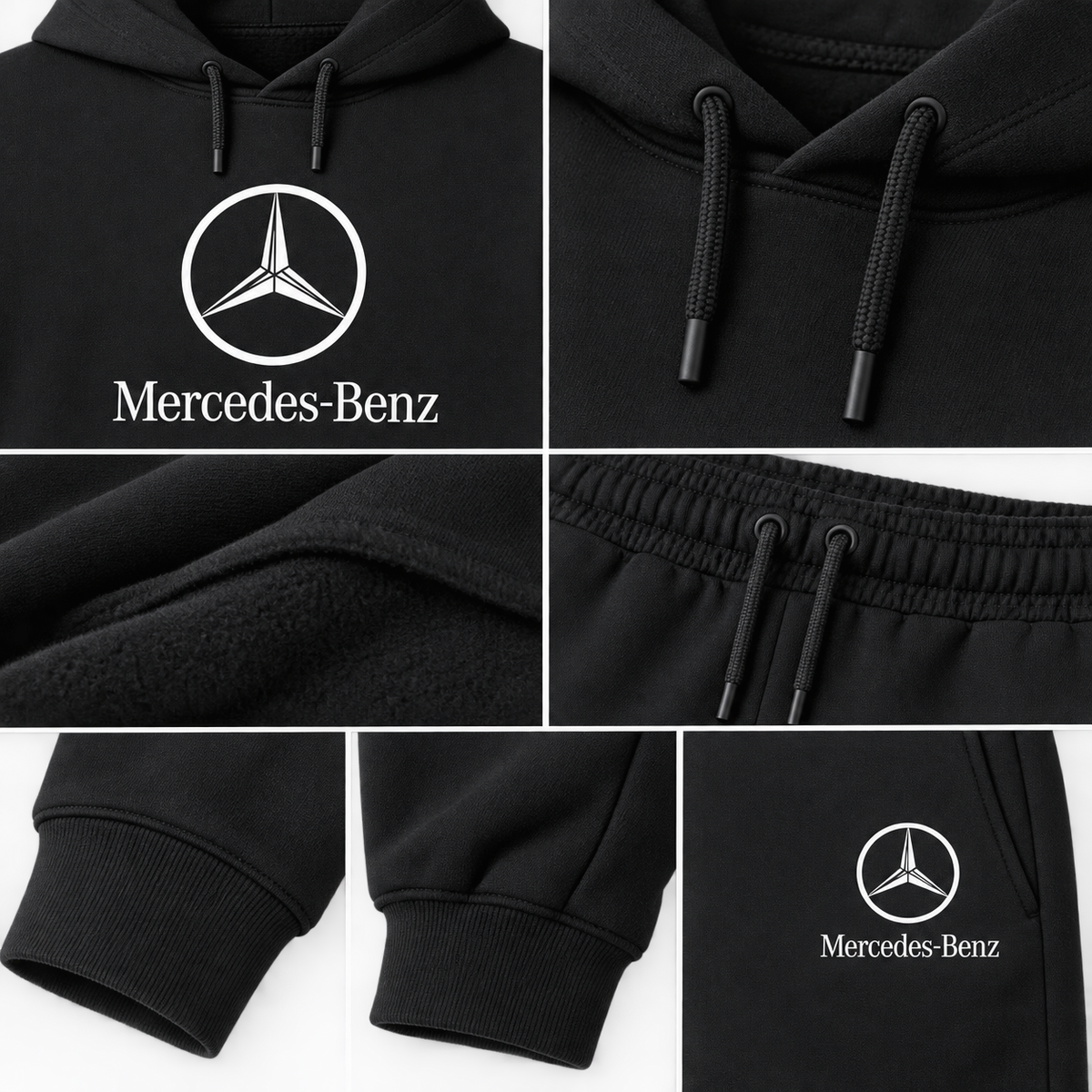 Men’s Mercedes-Benz Luxury Car Hoodie Joggers Set | Color: Black | Image 5