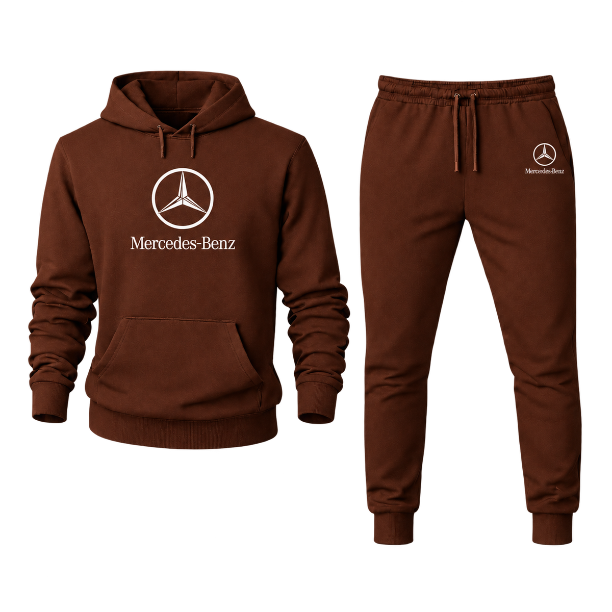 Men’s Mercedes-Benz Luxury Car Hoodie Joggers Set | Color: Brown | Image 1