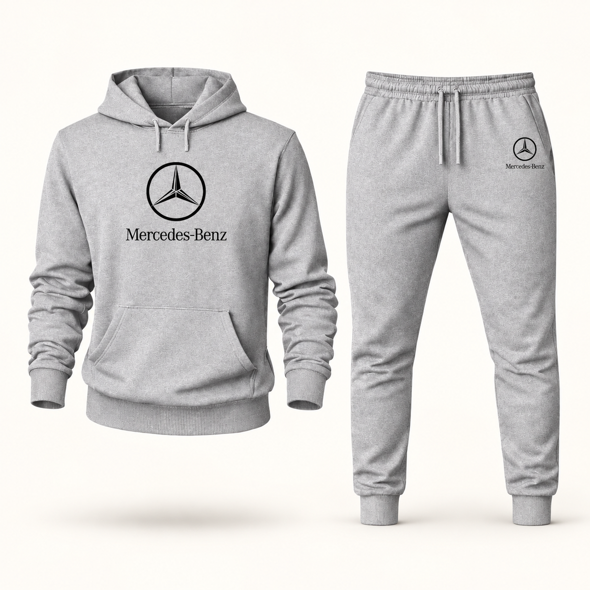 Men’s Mercedes-Benz Luxury Car Hoodie Joggers Set | Color: Grey | Image 1