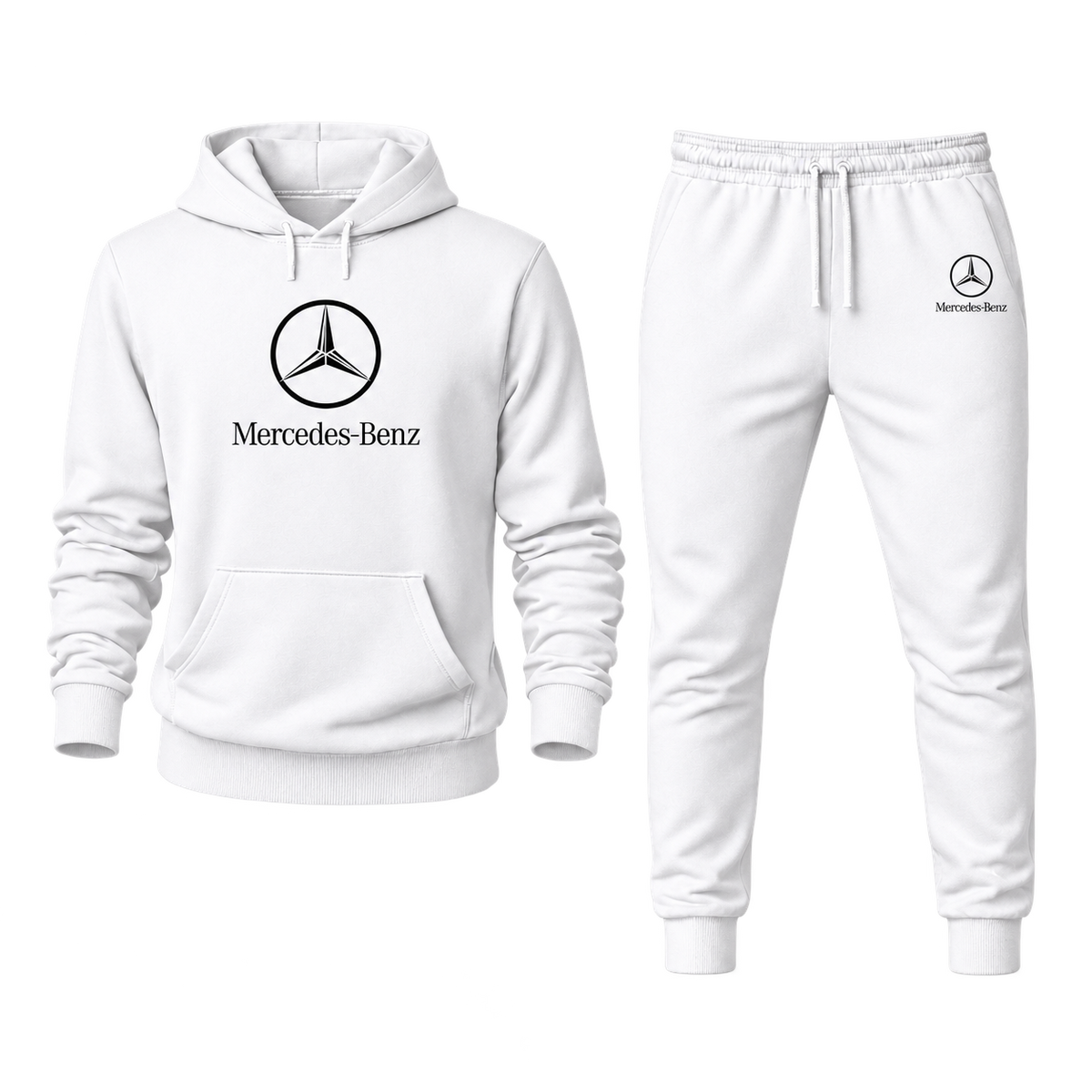 Men’s Mercedes-Benz Luxury Car Hoodie Joggers Set | Color: White | Image 1