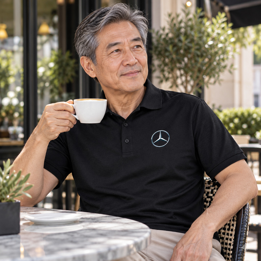 Men's Mercedes-Benz New Car Dry Blend Polo | Color: Black | Image 3
