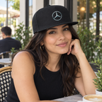 Mercedes-Benz Car NEW Snapback Hat | Color: Black | Image 3 | Seated Lifestyle