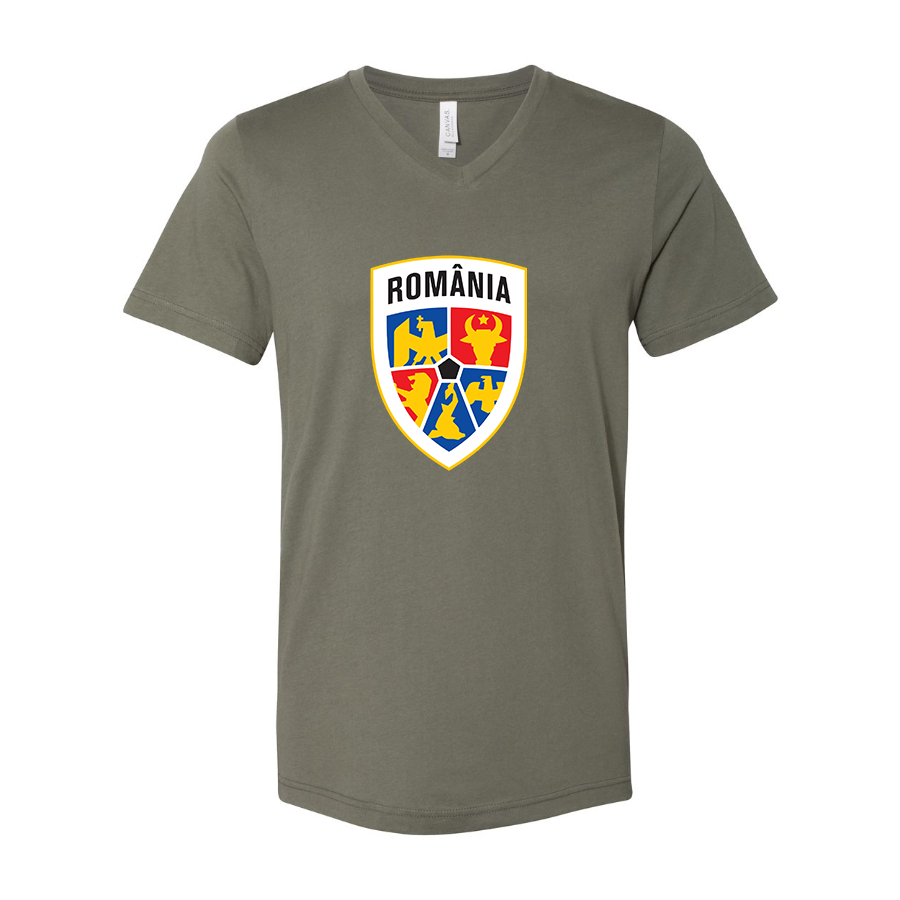Men’s  Romania National Soccer Team - BELLA + CANVAS - Jersey V-Neck Tee - 3005