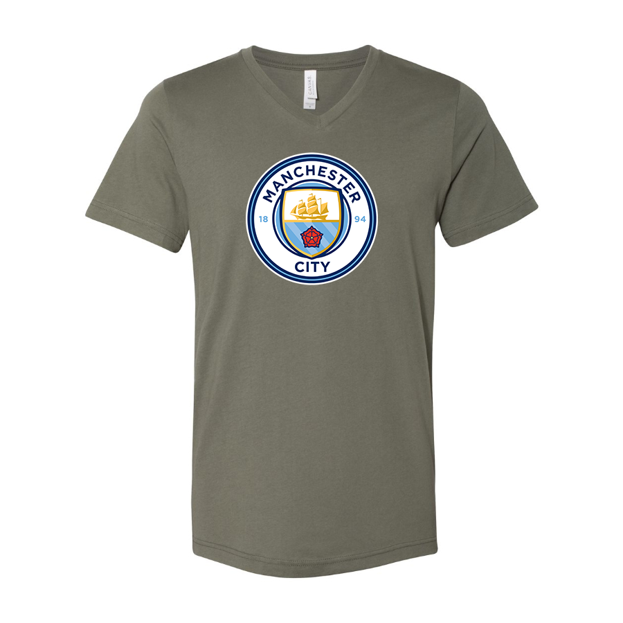 Men’s  Manchester City Soccer - BELLA + CANVAS - Jersey V-Neck Tee - 3005
