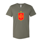 Men’s Spain Red Logo National Soccer Team   - BELLA + CANVAS - Jersey V-Neck Tee - 3005