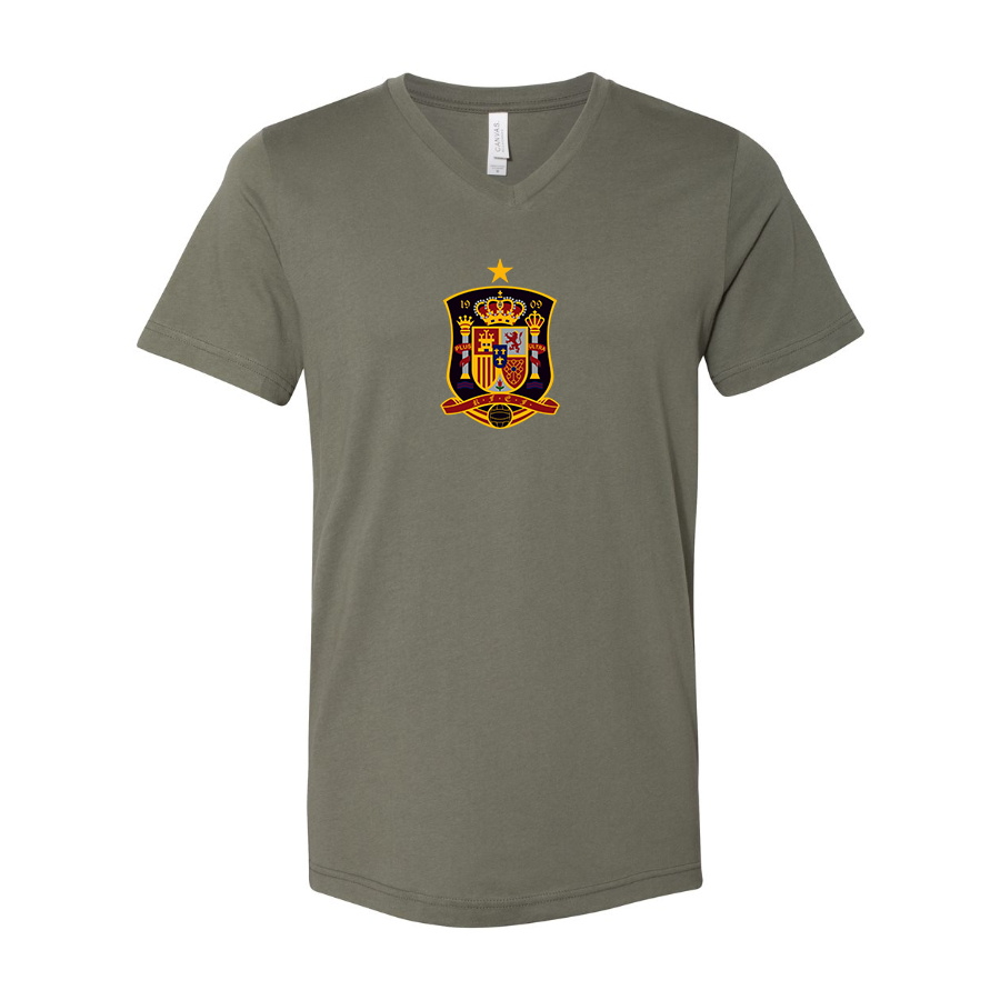 Men’s Spain National Soccer Team - BELLA + CANVAS - Jersey V-Neck Tee - 3005