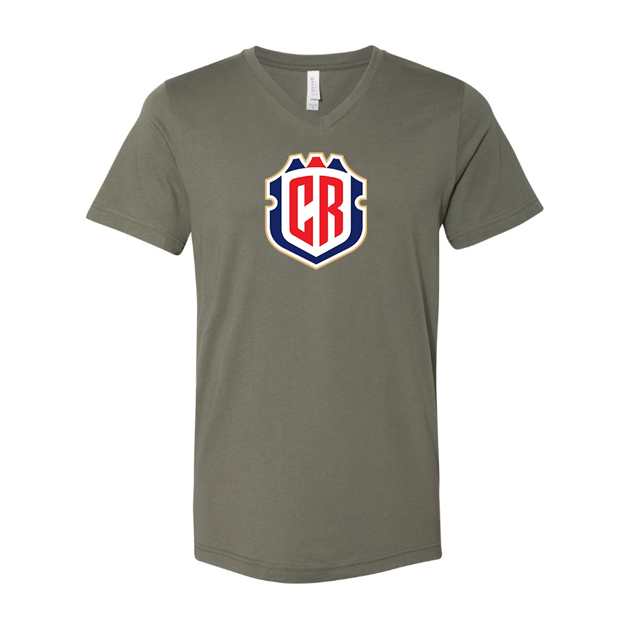 Men’s Costa Rica National Soccer Team - BELLA + CANVAS - Jersey V-Neck Tee - 3005