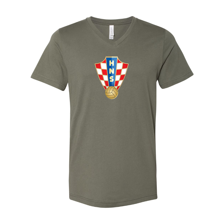 Men’s Croatia National Soccer Team - BELLA + CANVAS - Jersey V-Neck Tee - 3005
