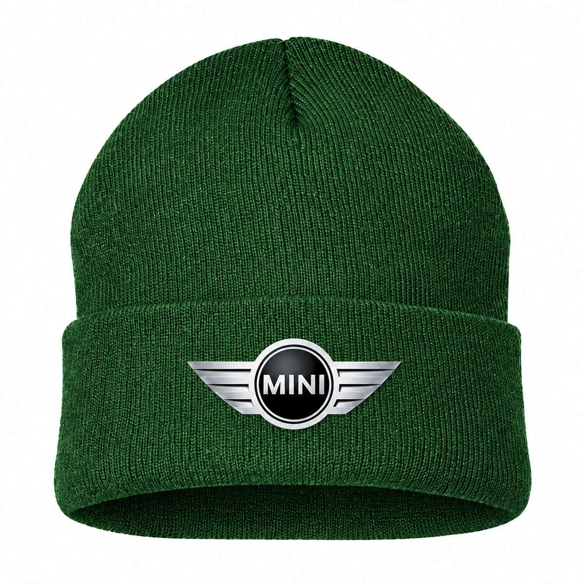 Men's Mini Cooper Beanie Hat — Forest Green — clean front main