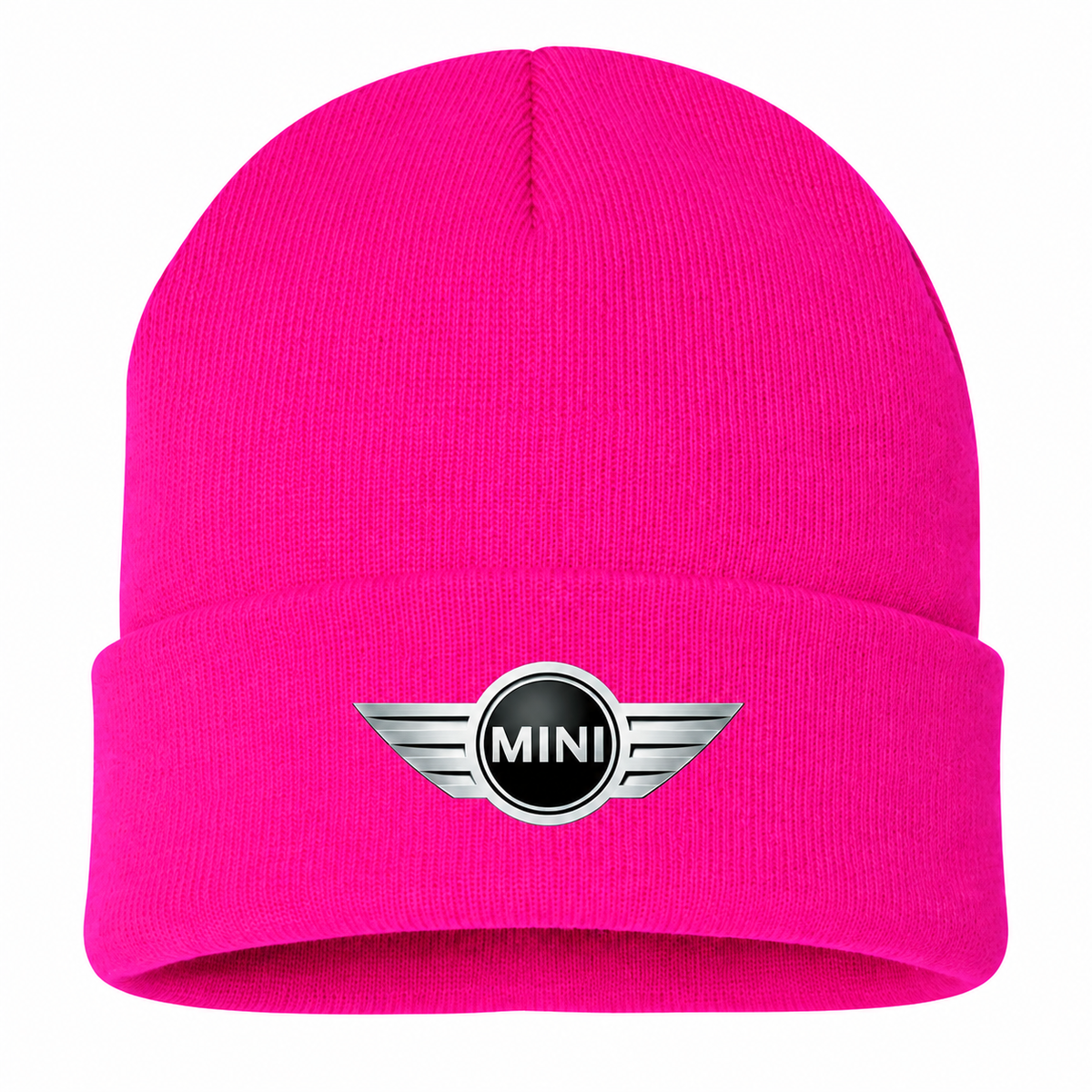 Men's Mini Cooper Beanie Hat — Hot Pink — clean front main