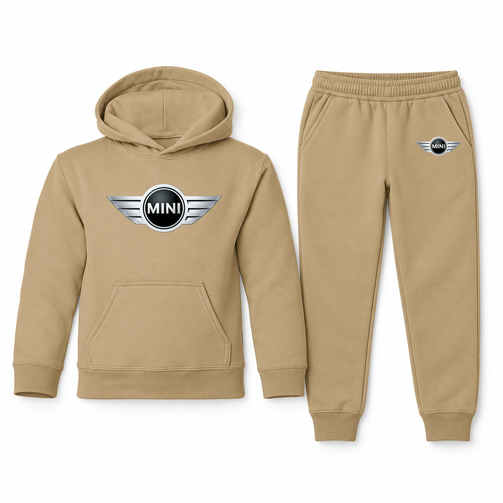 Mini Cooper youth hoodie jogger set, Khaki, Youth Large ages 10–12