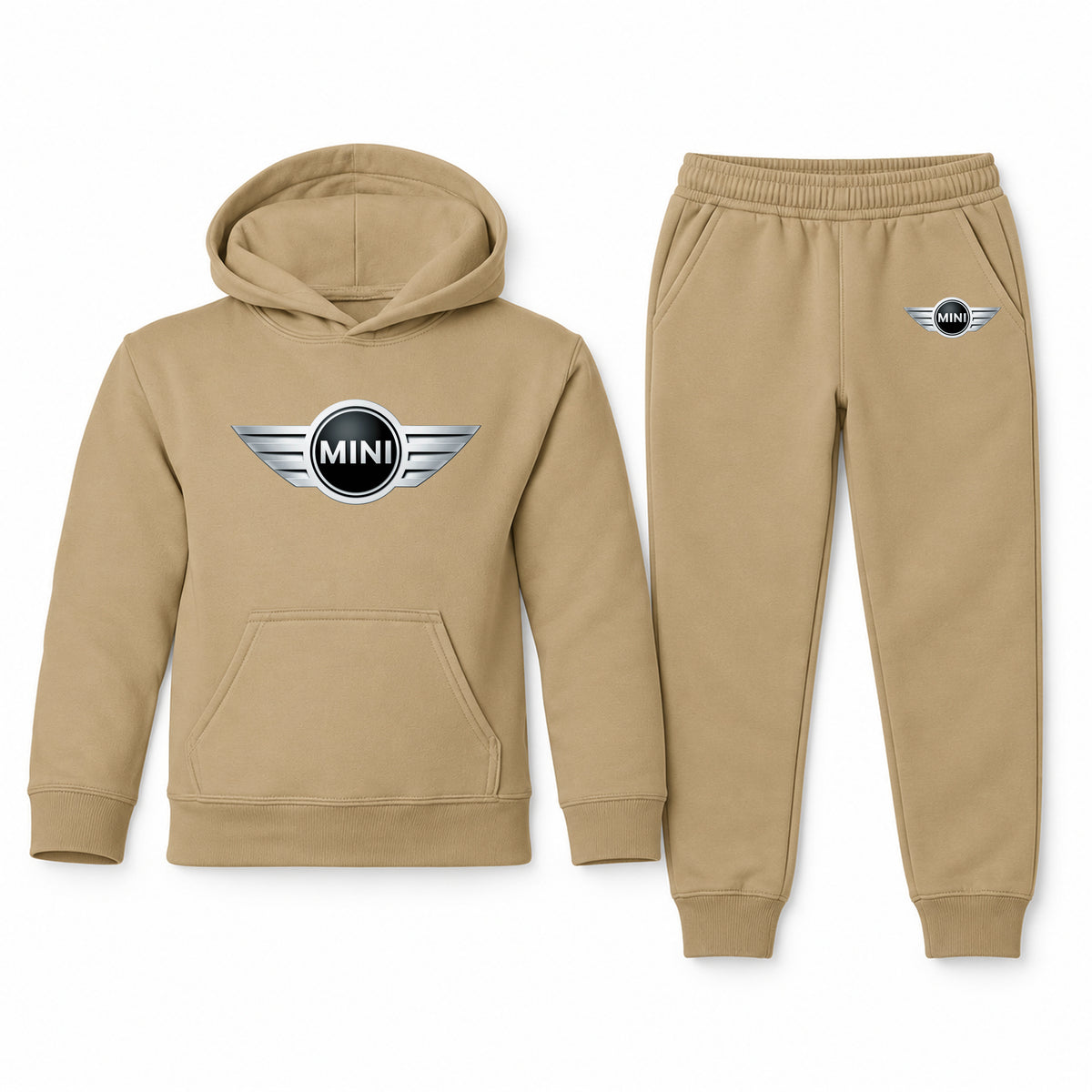 Mini Cooper youth hoodie jogger set, Khaki, Youth Large ages 10–12