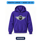 Mini Cooper - Youth Large Hoodie (Ages 10–12) | Color: Purple