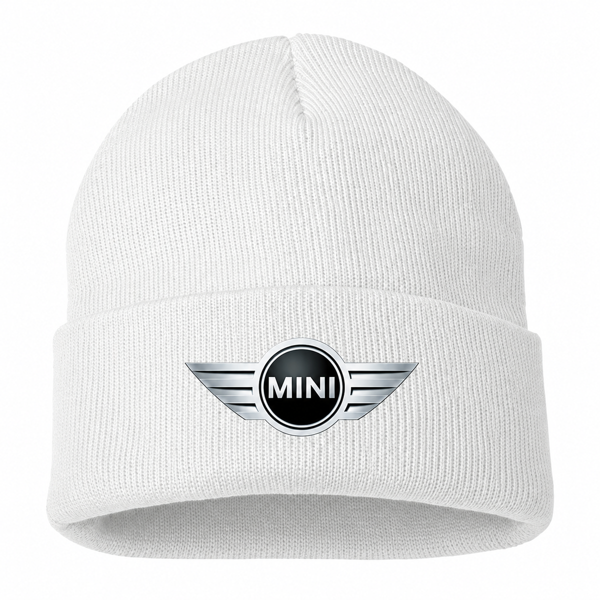 Men's Mini Cooper Beanie Hat — White — clean front main