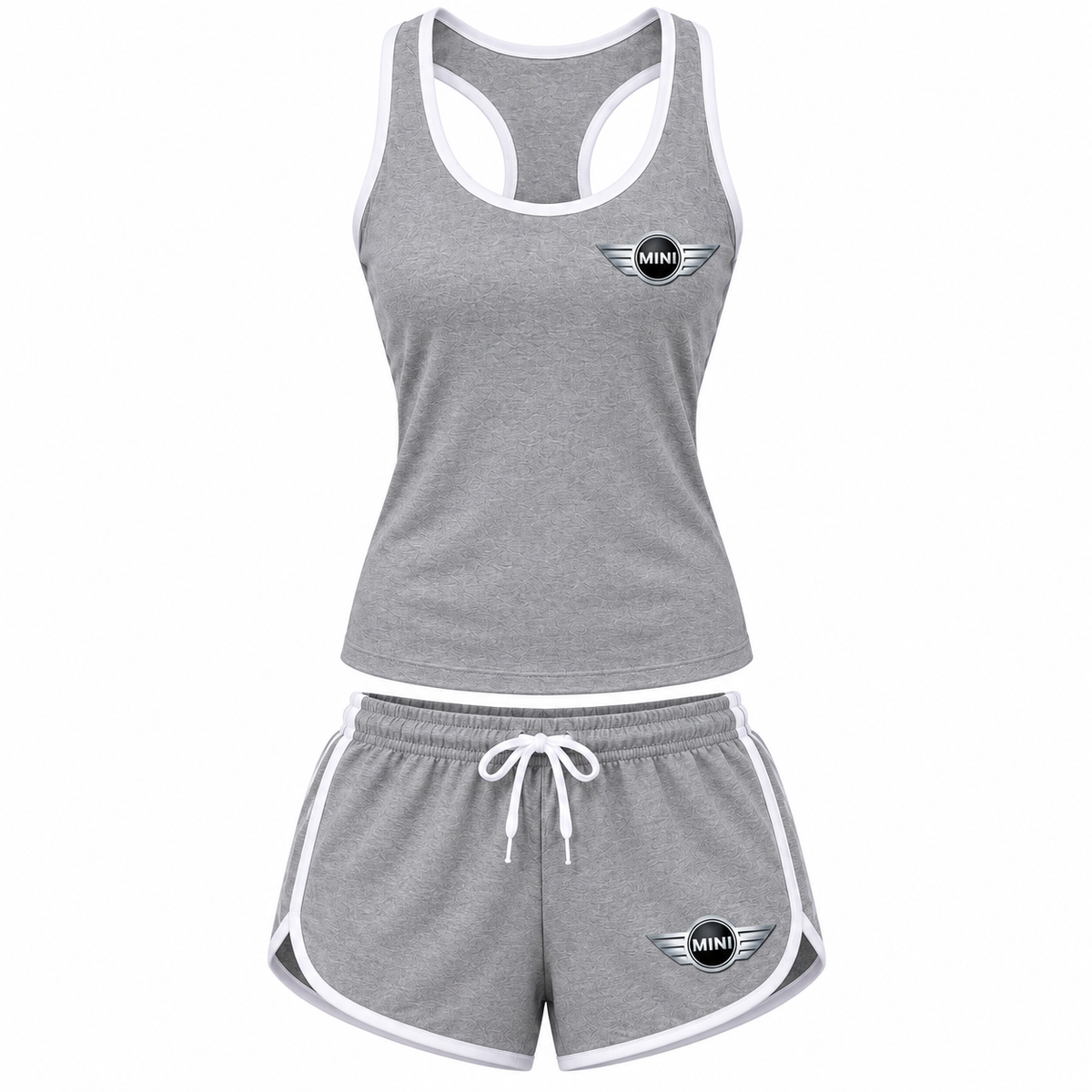 Women's Mini Cooper tanktop and shorts set Grey front
