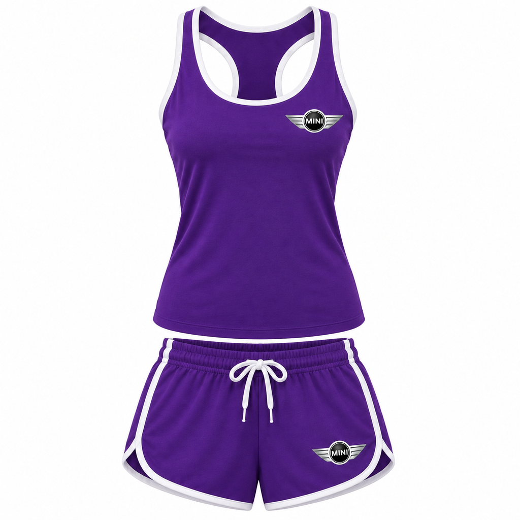 Women's Mini Cooper tanktop and shorts set Purple front