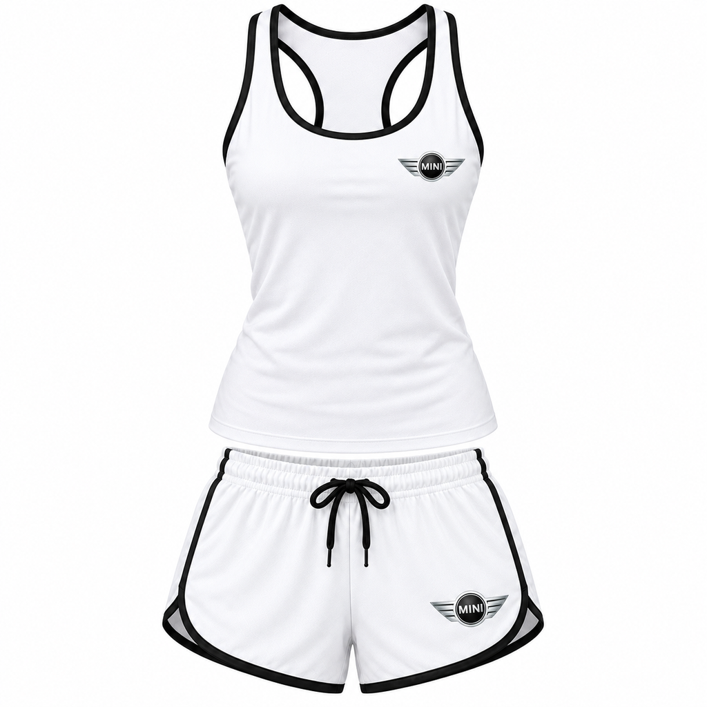 Women's Mini Cooper tanktop and shorts set White front