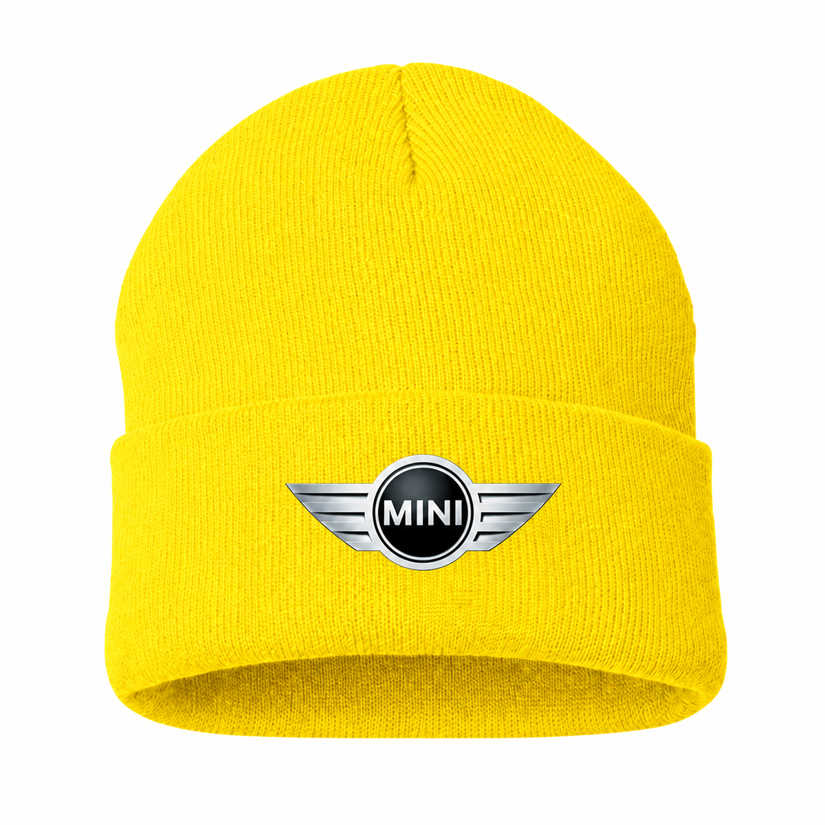 Men's Mini Cooper Beanie Hat — Yellow — clean front main
