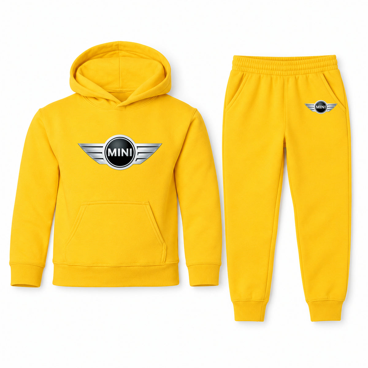 Mini Cooper youth hoodie jogger set, Yellow, Youth Large ages 10–12