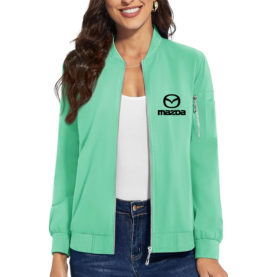 Women's Mazda Car - Premium Bomber Jacket with Polished Detailing and Functional Sleeve Pocket - Modern Luxury Outerwear