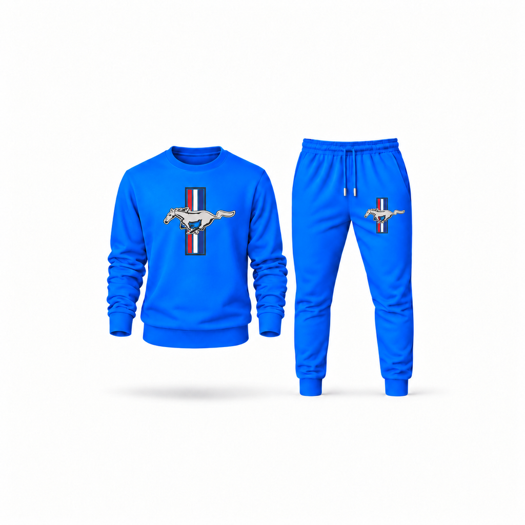 Men's Mustang Sweatshirt Joggers Set | Color: Azure | Main