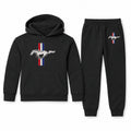 Mustang youth hoodie jogger set, Black, Youth Large ages 10–12