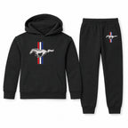 Mustang youth hoodie jogger set, Black, Youth Large ages 10–12