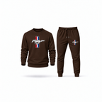 Men's Mustang Sweatshirt Joggers Set | Color: Brown | Main