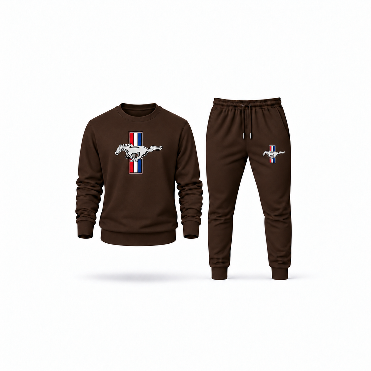 Men's Mustang Sweatshirt Joggers Set | Color: Brown | Main