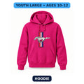 Mustang - Youth Large Hoodie (Ages 10–12) | Color: Hot Pink