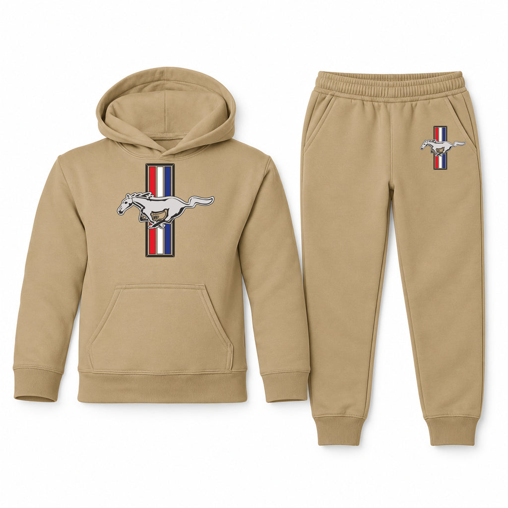 Mustang youth hoodie jogger set, Khaki, Youth Large ages 10–12
