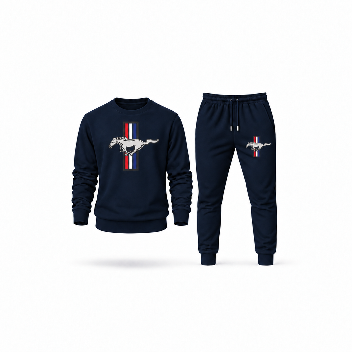 Men's Mustang Sweatshirt Joggers Set | Color: Navy | Main