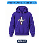 Mustang - Youth Large Hoodie (Ages 10–12) | Color: Purple