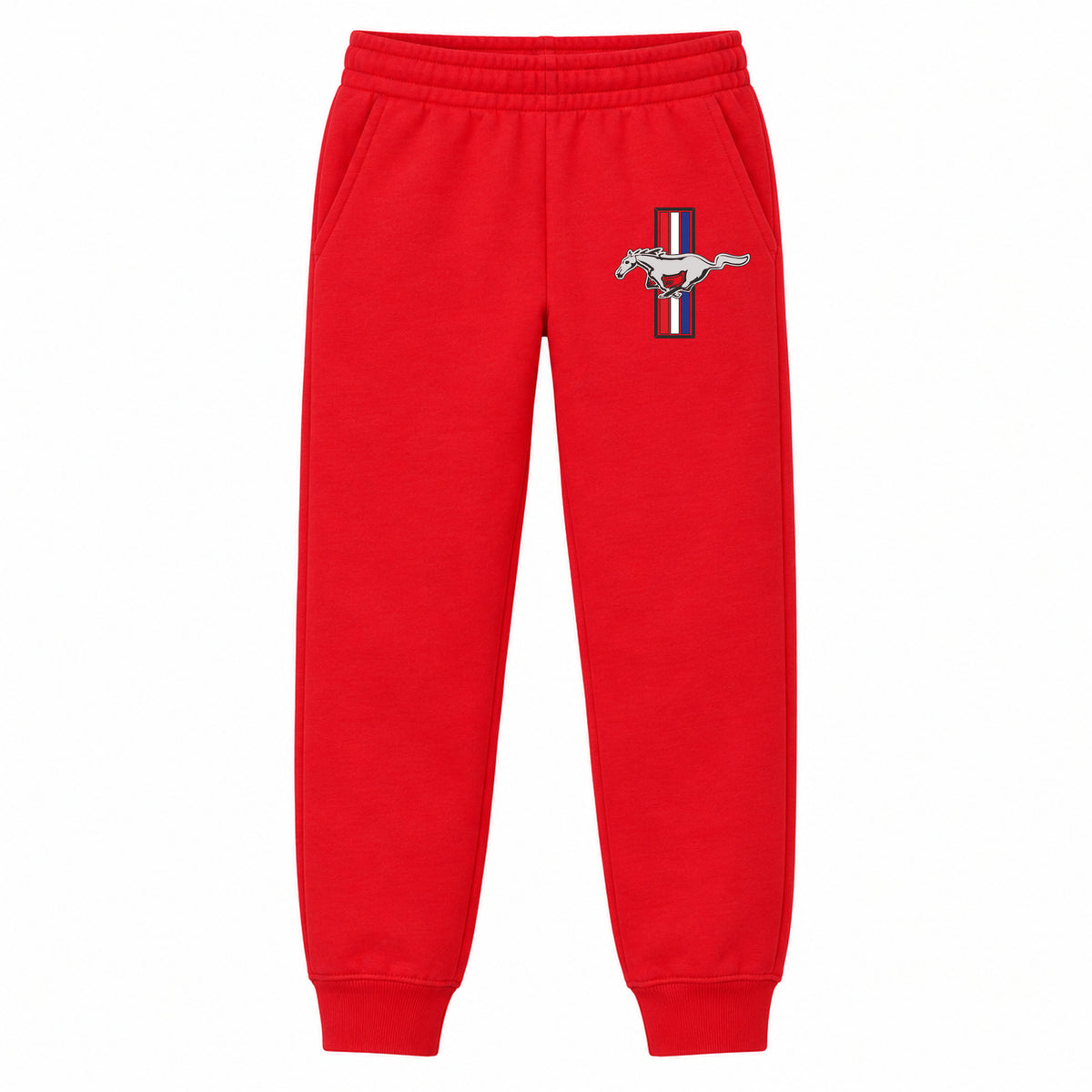 Mustang youth jogger sweatpants in Red, Youth Large ages 10–12