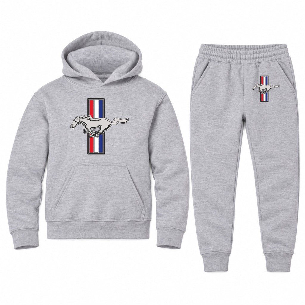 Mustang youth hoodie jogger set, Sports Grey, Youth Large ages 10–12
