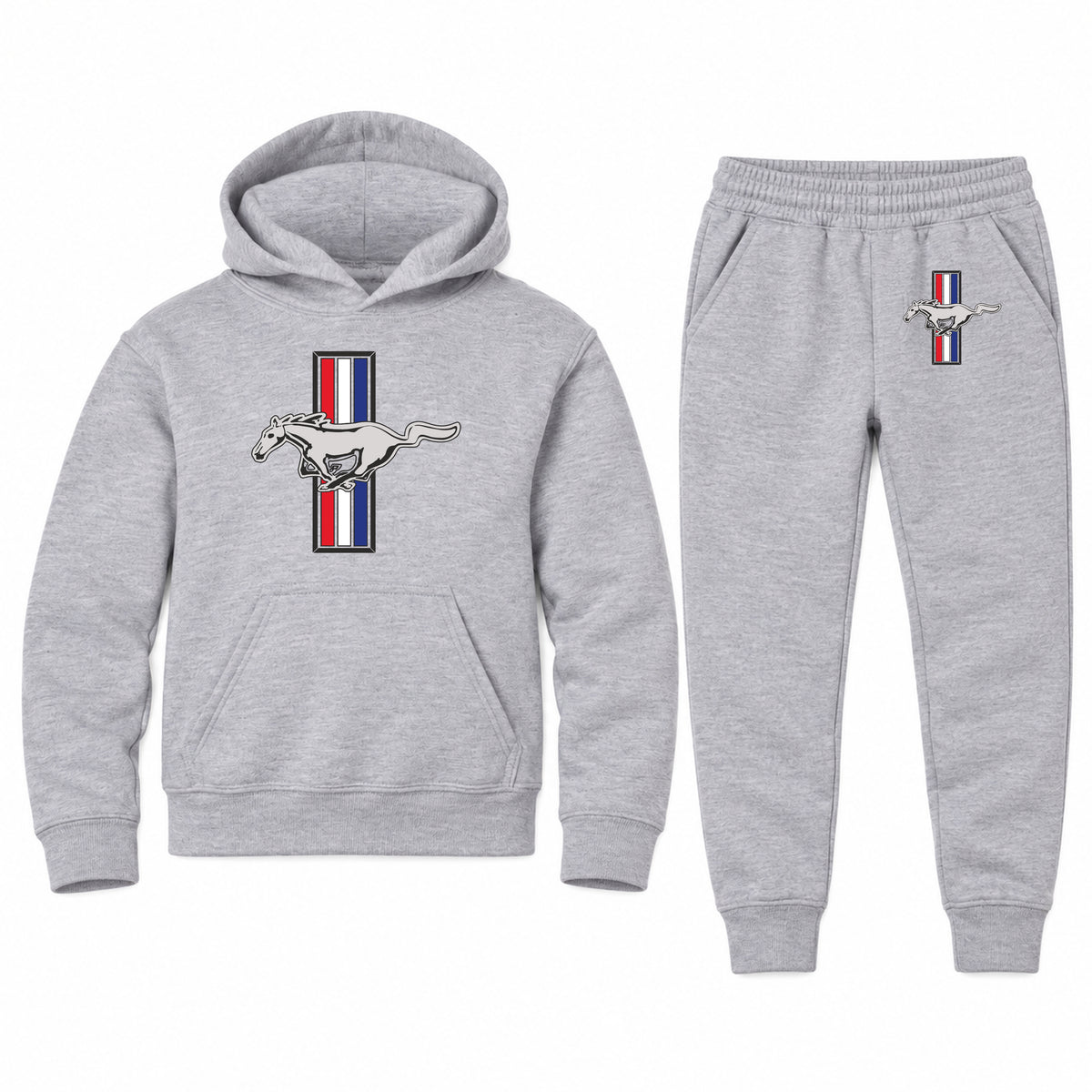 Mustang youth hoodie jogger set, Sports Grey, Youth Large ages 10–12