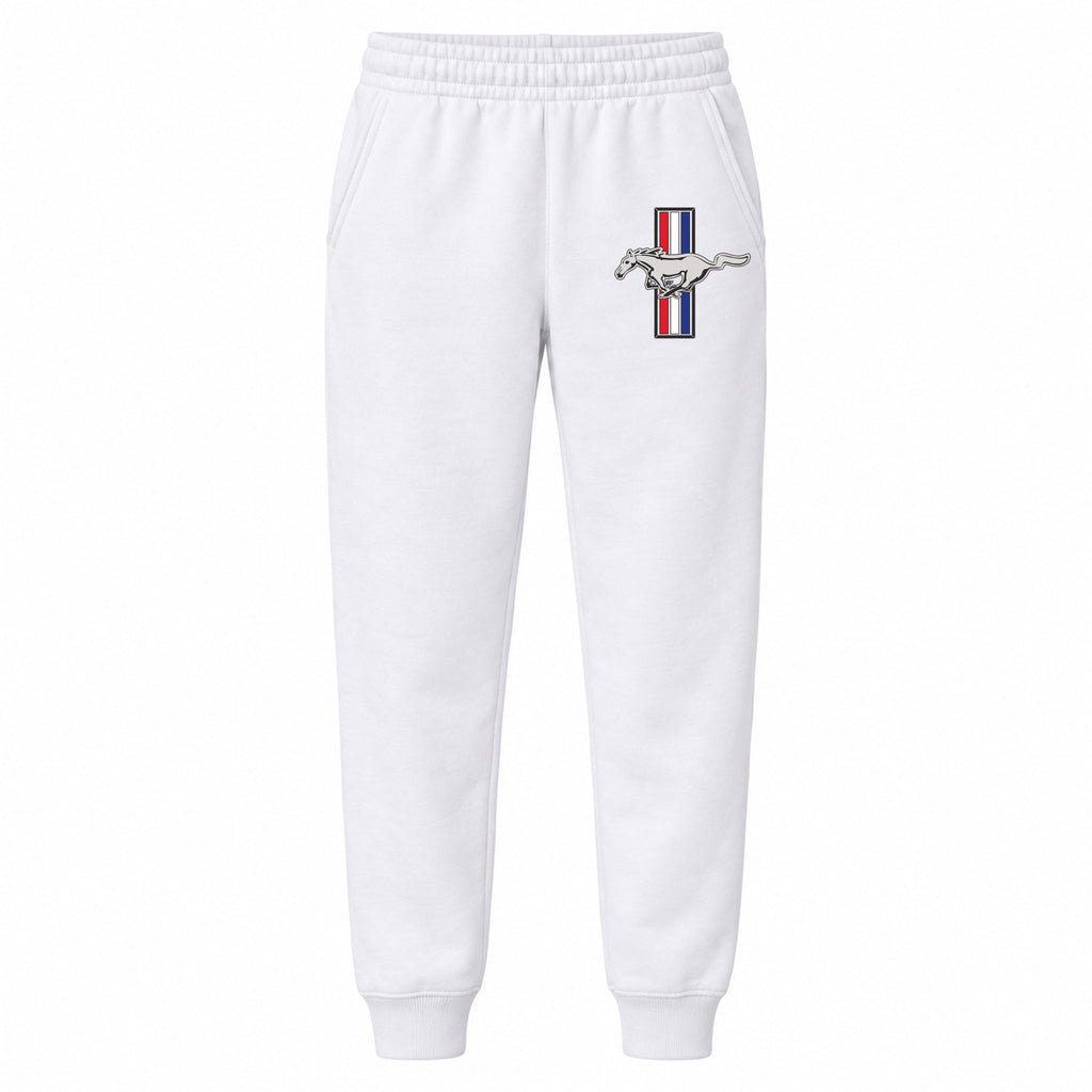 Mustang youth jogger sweatpants in White, Youth Large ages 10–12