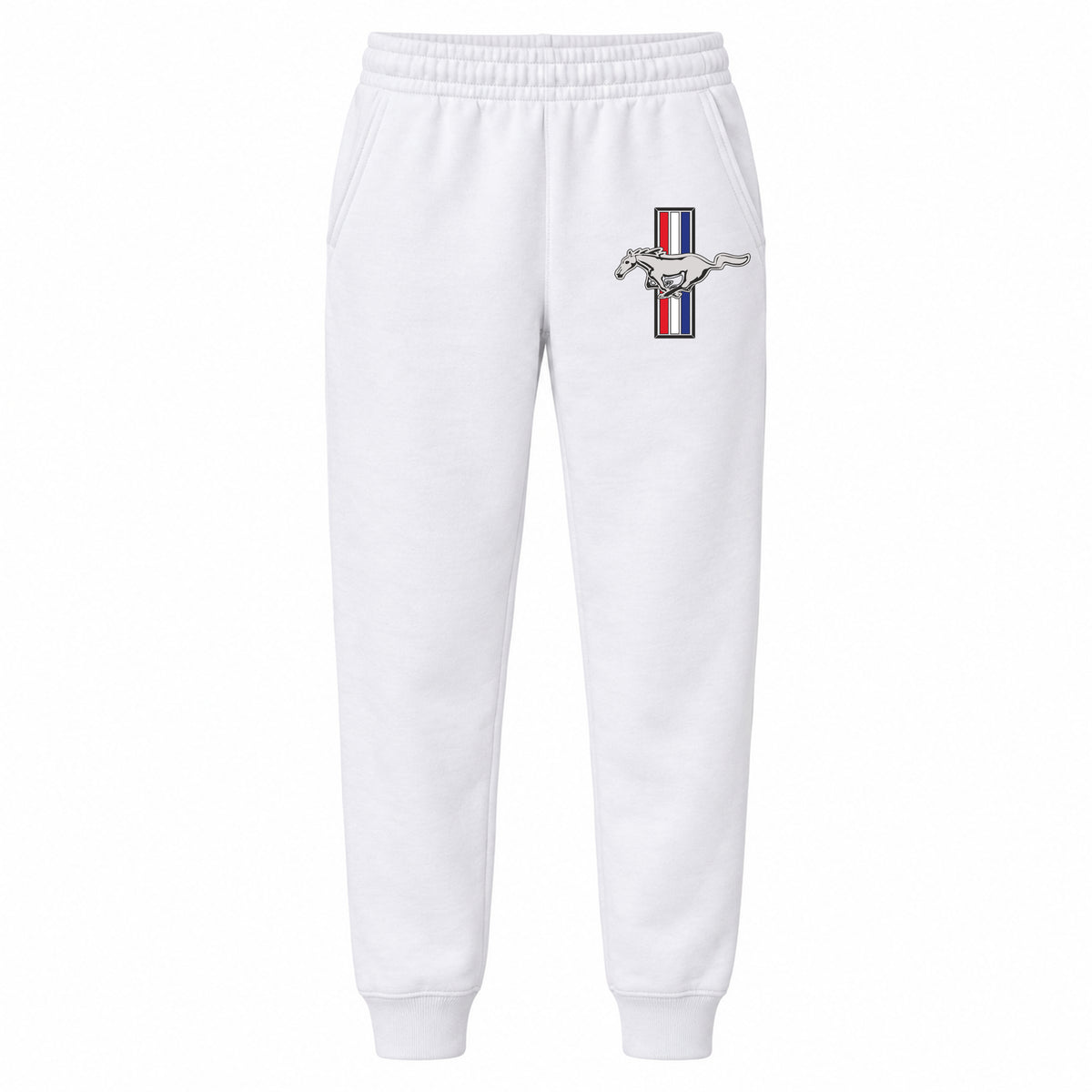 Mustang youth jogger sweatpants in White, Youth Large ages 10–12