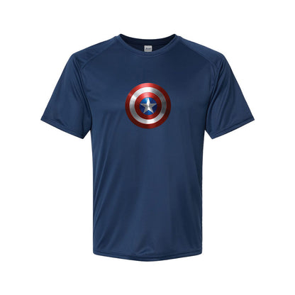 Youth Kids Captain America Superhero Performance T-Shirt