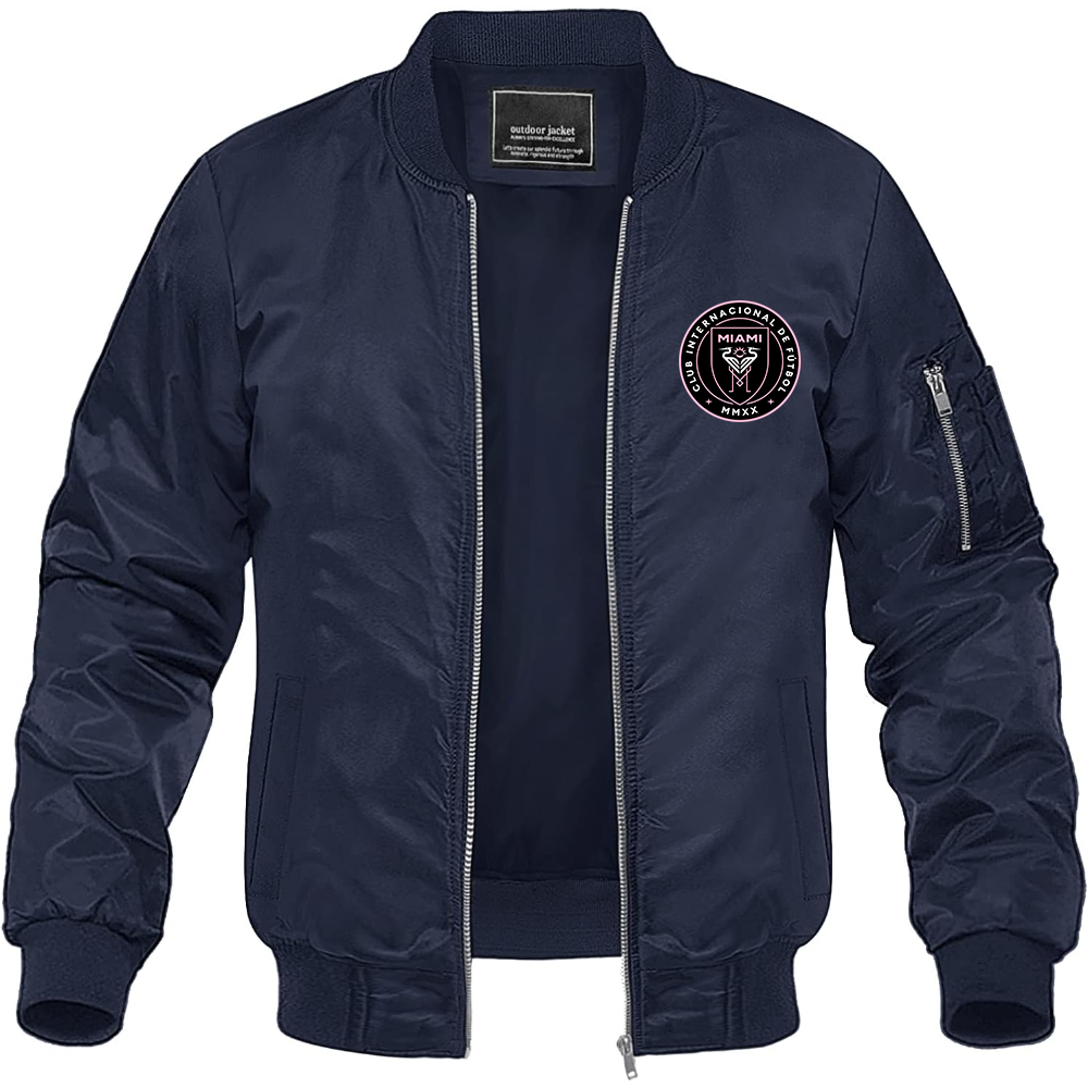 Men's Inter Miami FC Lightweight Bomber Jacket Windbreaker Softshell Varsity Jacket Coat