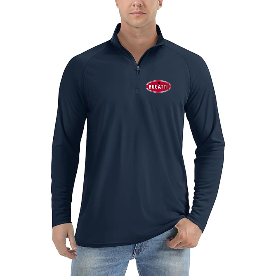 Men’s Bugatti Car - Lightweight Quarter-Zip Athletic Shirt – Long Sleeve Performance Wear